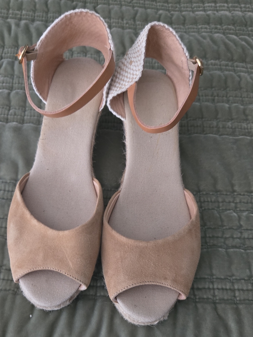 Women's Tan Suede Peep-Toe Ankle Strap Sandals
